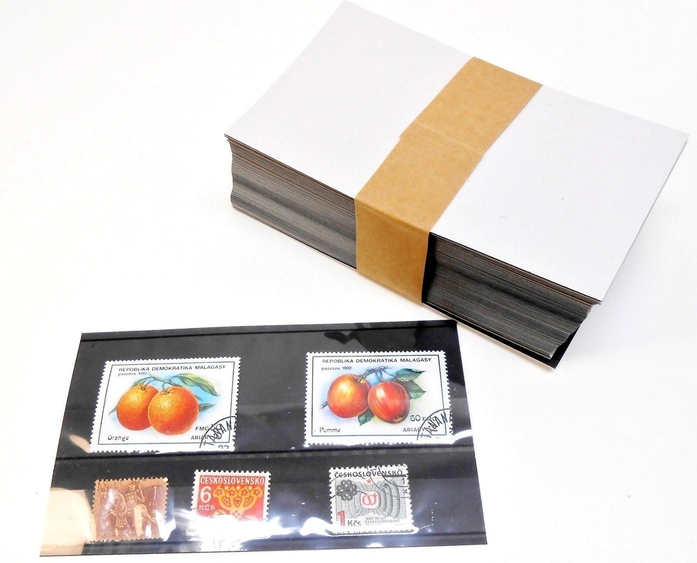 100 Black Stamp Collecting Submission Approval Cards, 2 Strips, Archival Quality