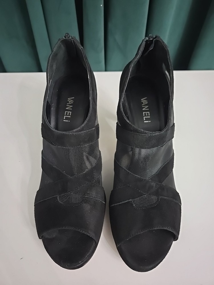 Vaneli Suede Heels/Bootie With Peep Toe Size 9 N