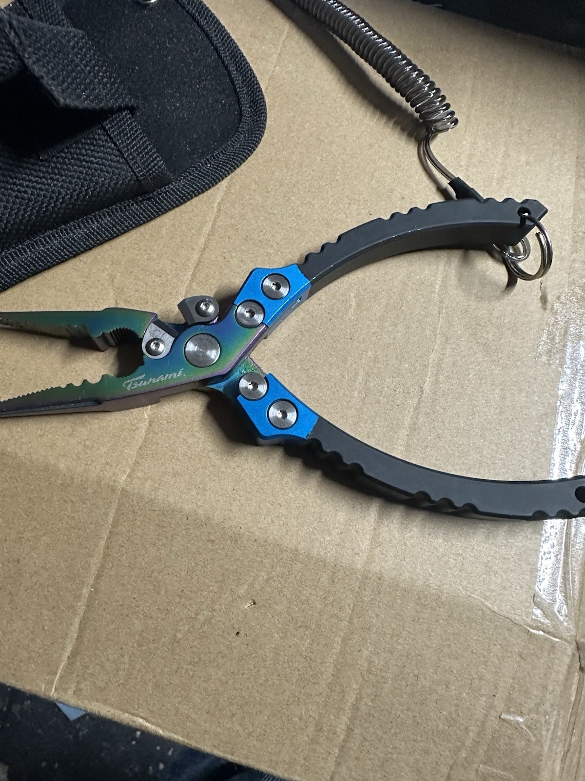 Tsunami Lightweight Aluminum Multicolor Fishing Pliers with Sheath & Lanyard