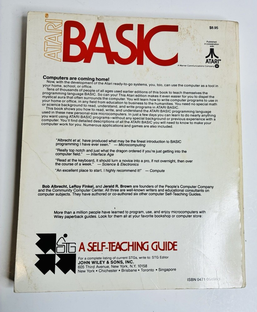 Atari BASIC 400 / 800 - A Self Teaching Guide - Vintage 1979 Albrecht/ Finkel