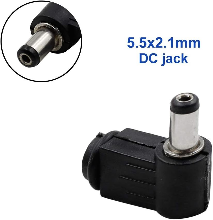 Professional Grade 5.5 x 2.1mm Right Angle DC Power Plug Connection Set