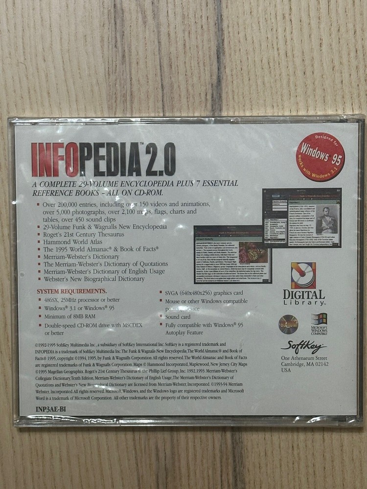 Infopedia 2.0 Windows 3.1 / Windows 95 Encyclopedia on PC CD-ROM Sealed