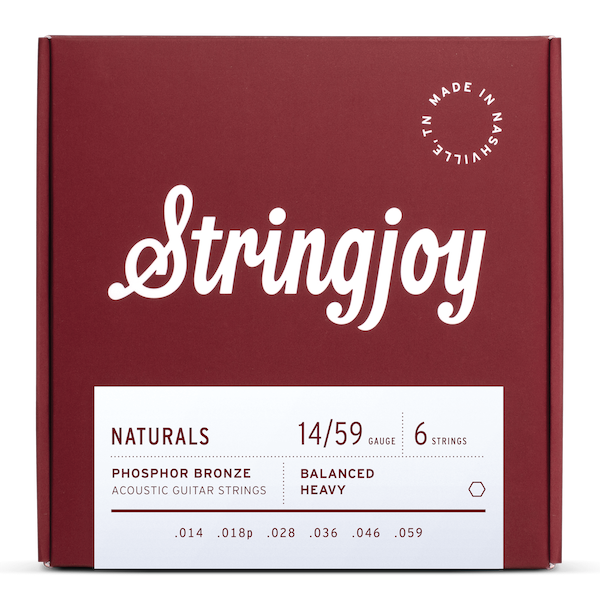 Stringjoy Naturals Phosphor Bronze Acoustic Guitar Strings; 14-59