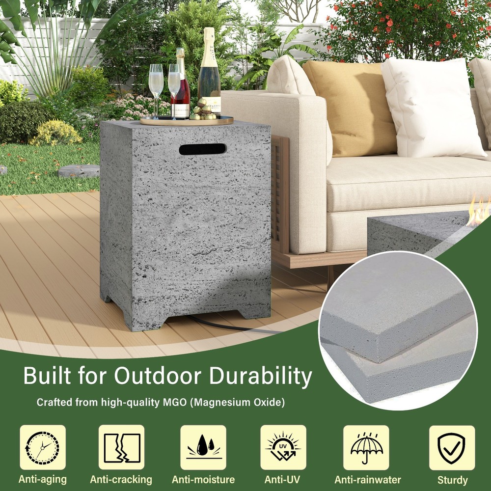 41.9'' Rectangular Outdoor Fire Pit & Propane Tank Stand Set