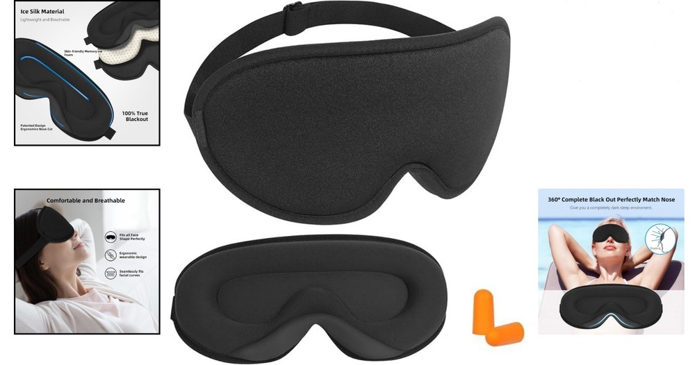 Ultimate Light Blocking Sleep Mask - Zero Eye Pressure with Adjustable Strap