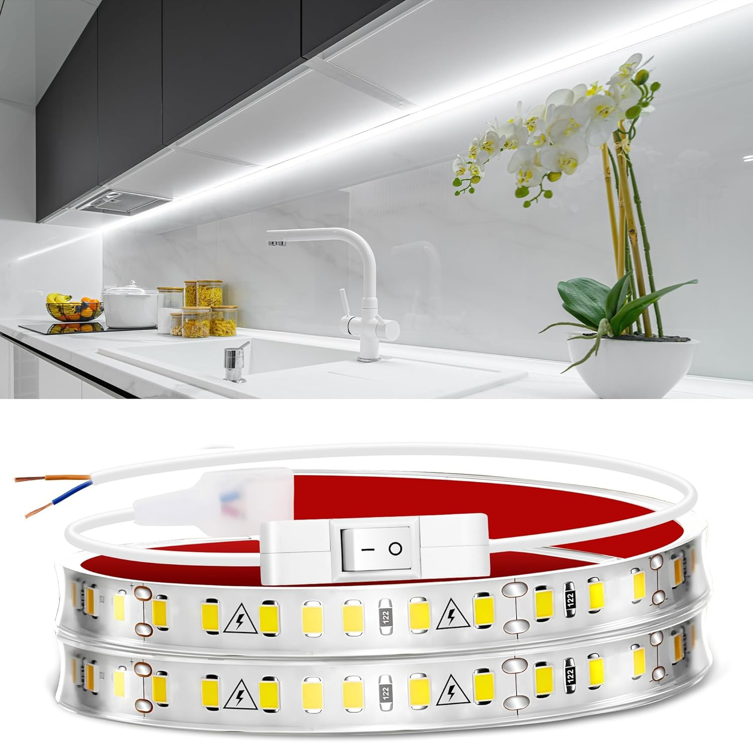 under Cabinet LED Strip Lighting Hardwired 24In, Ultra Bright Small LED Light Ba