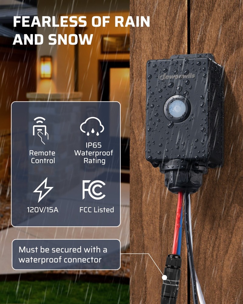 DEWENWILS Wireless Light Switch and Receiver Kit, for Outdoor Lighting, Ceiling