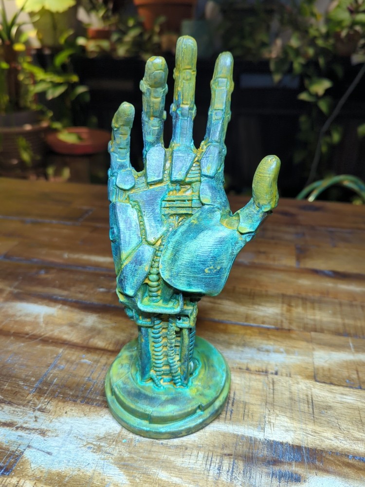 Ocean Patina Robot Cyborg Skeleton Hand Controller Holder