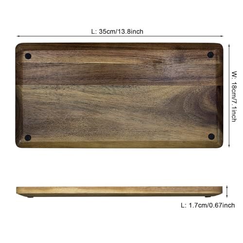 Solid Acacia Wood Serving Trays (14 x 7 inches) Rectangular 14" X 7" / 1pack