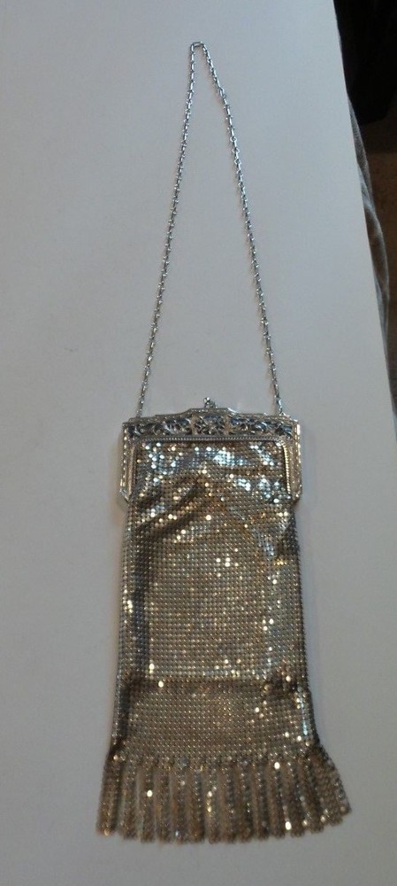 Vintage Whiting & Davis Silver 10" Mesh Handbag, c. 1900