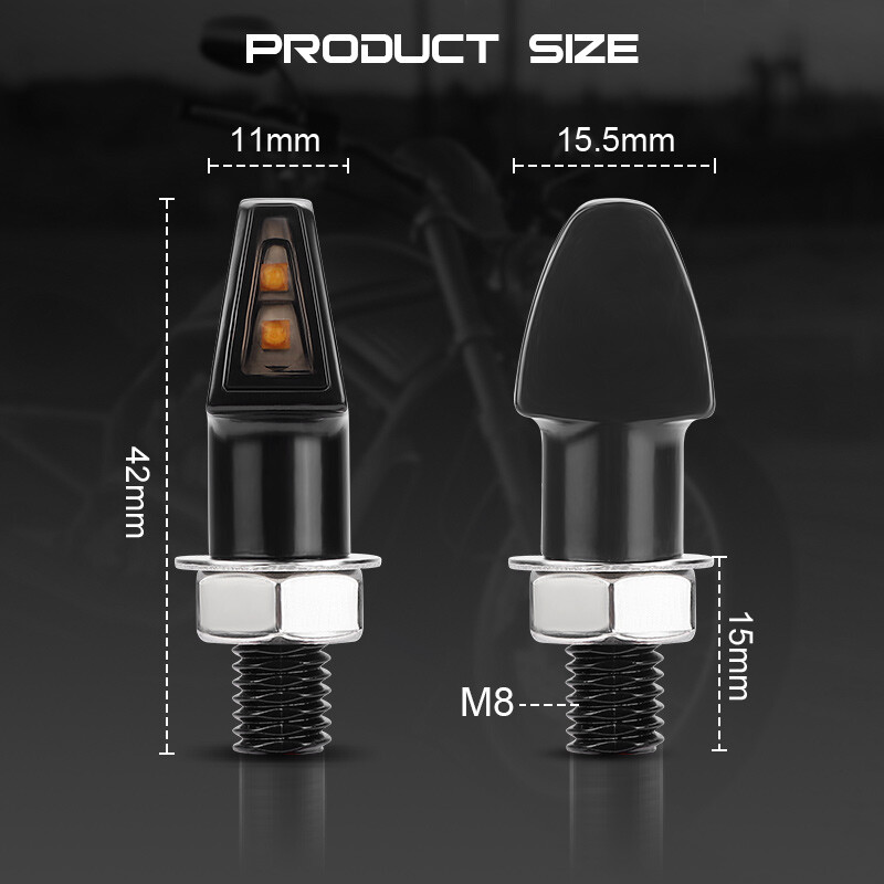 Black 2X Motorcycle LED Turn Signal Mini Blinker Amber Indicator Light Universal