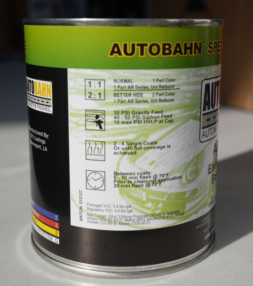 Autobahn Ebony Black Base Coat AB-955 Quart Size Auto Paint GM WA 8555 High Teck