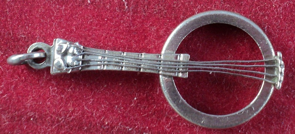 Sterling SILVER Charm 3-D Backless BANJO
