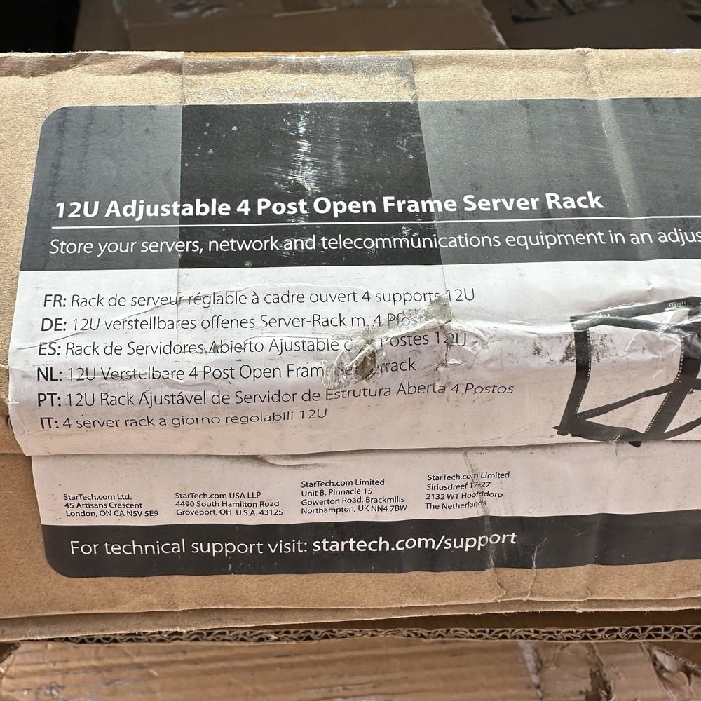 StarTech 12U Adjustable Depth 4 Post Server/Network Rack - 4POSTRACK12U