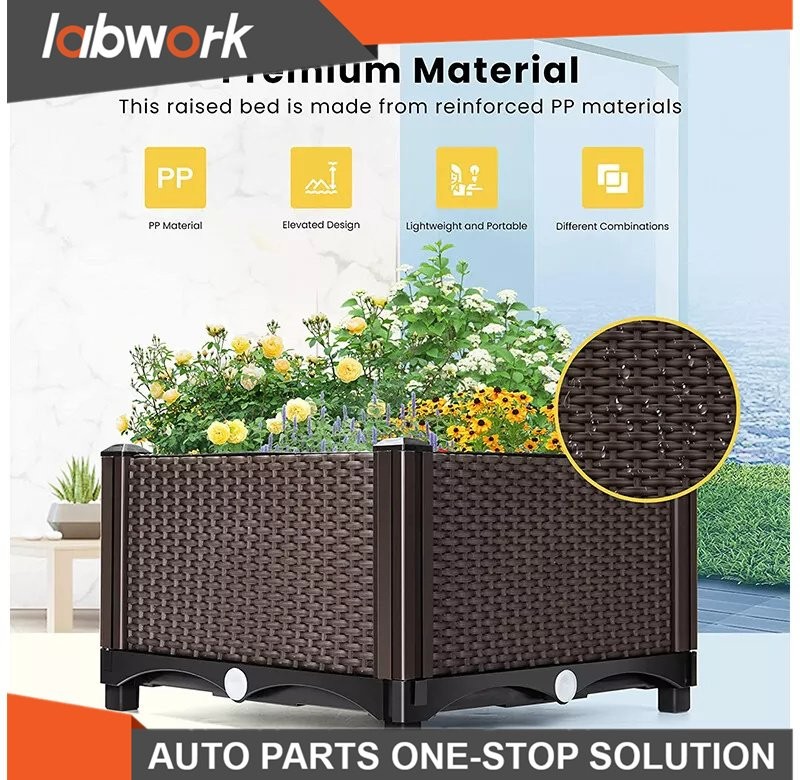 Labwork 1xElevated Rectangular Garden Bed Flower Vegetable Grow Planter Care Box