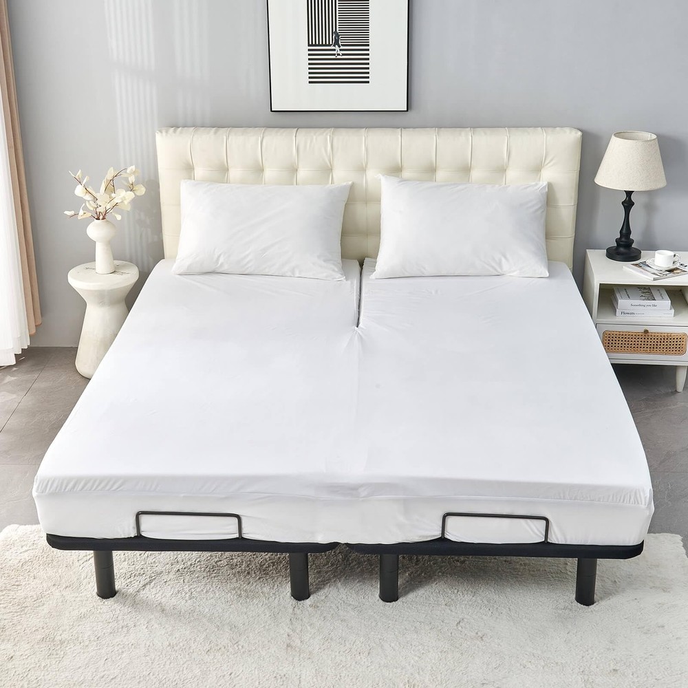 Waterproof 32-34" Split Top Queen Mattress Protector for Adjustable Bed Soft ...