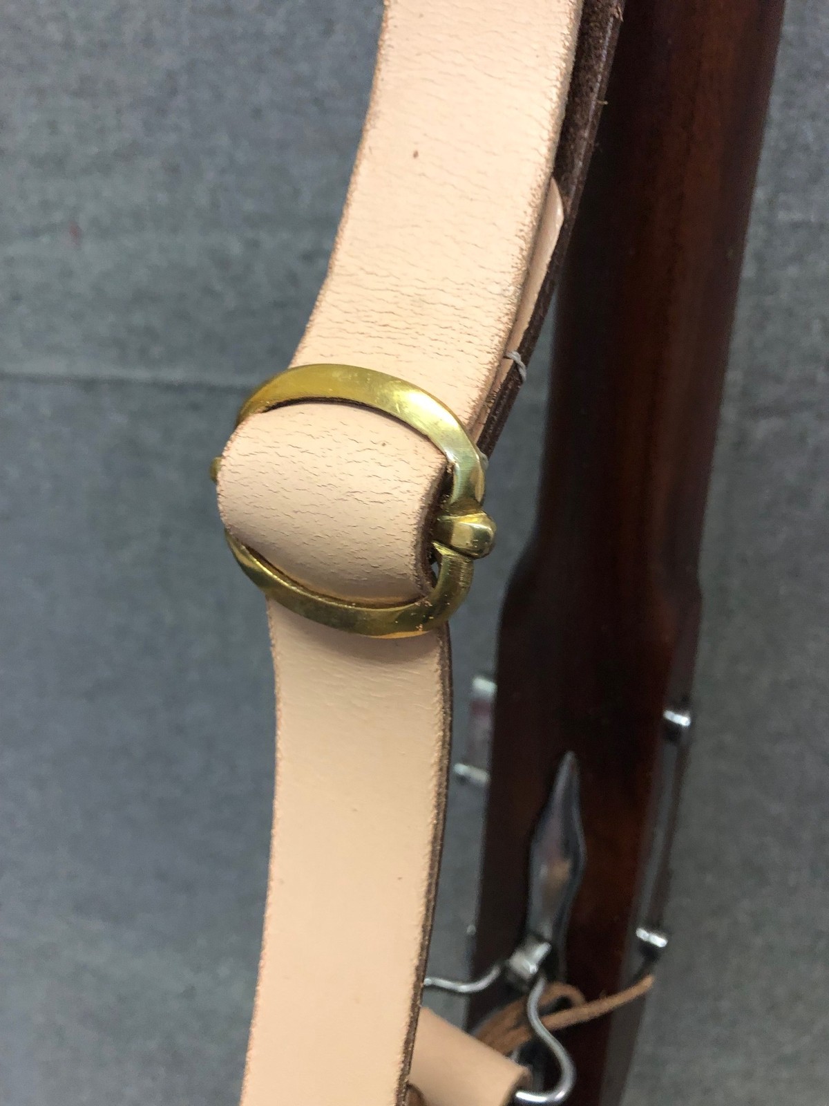 Natural Leather Musket Sling with Brass Buckle