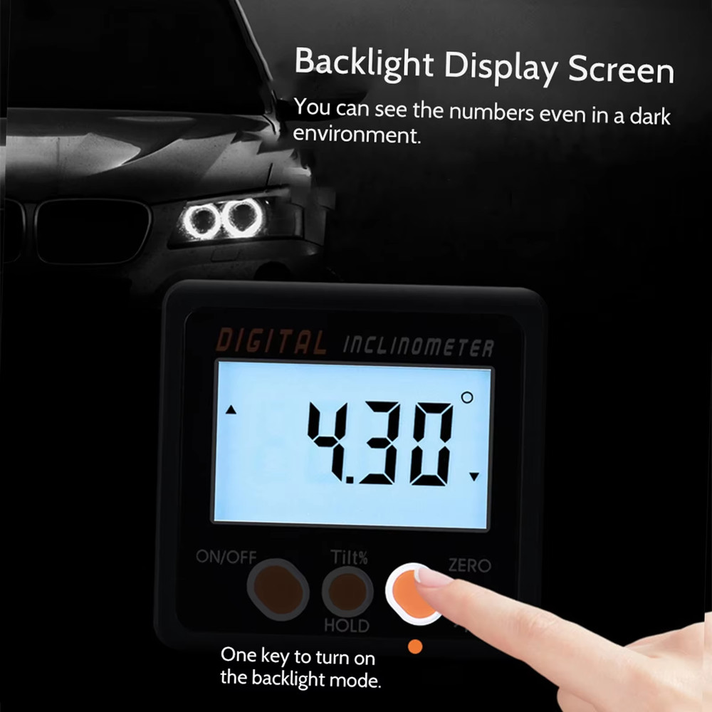 Digital Inclinometer Protractor 0-360° with Magnetic Base for Precision Angle Me