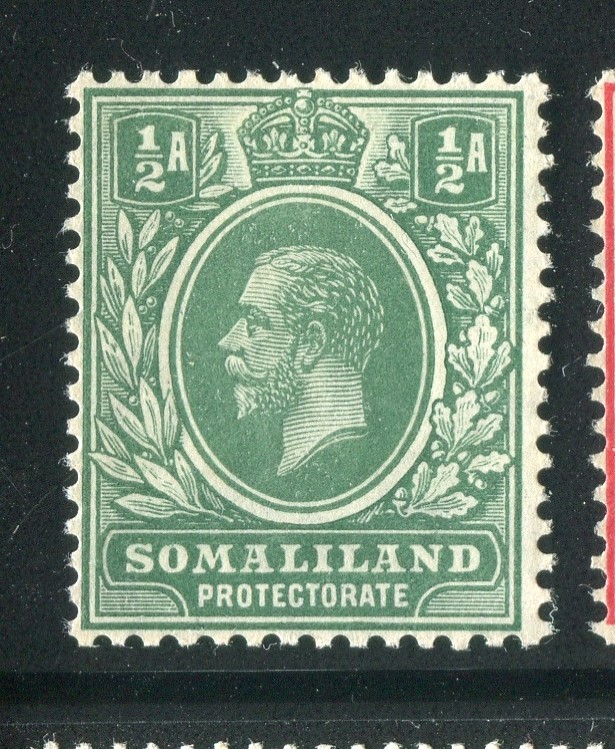 SOMALILAND PROTECTORATE; 1912 early GV issue Mint hinged 1/2a. value