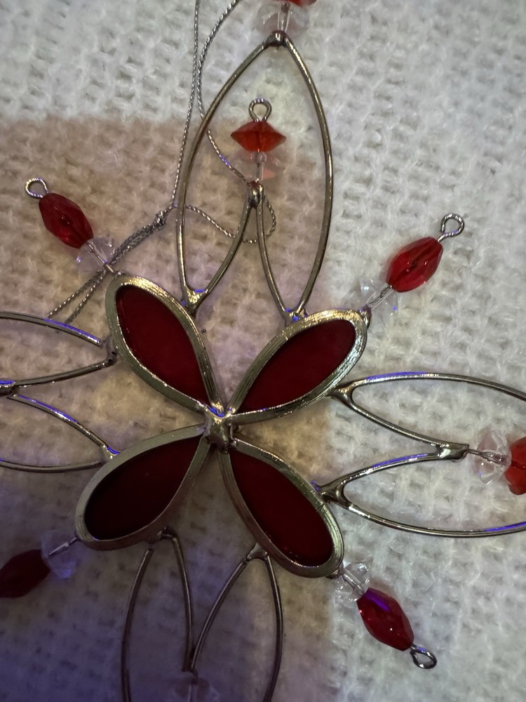 Two Snowflake Sun Catchers Red