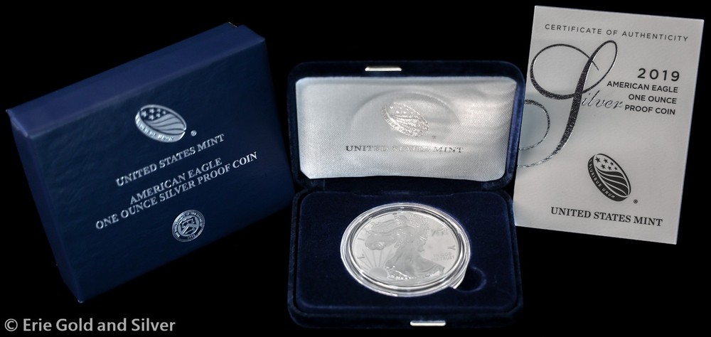2019-W $1 US Mint Proof American Silver Eagle w/ Box & COA