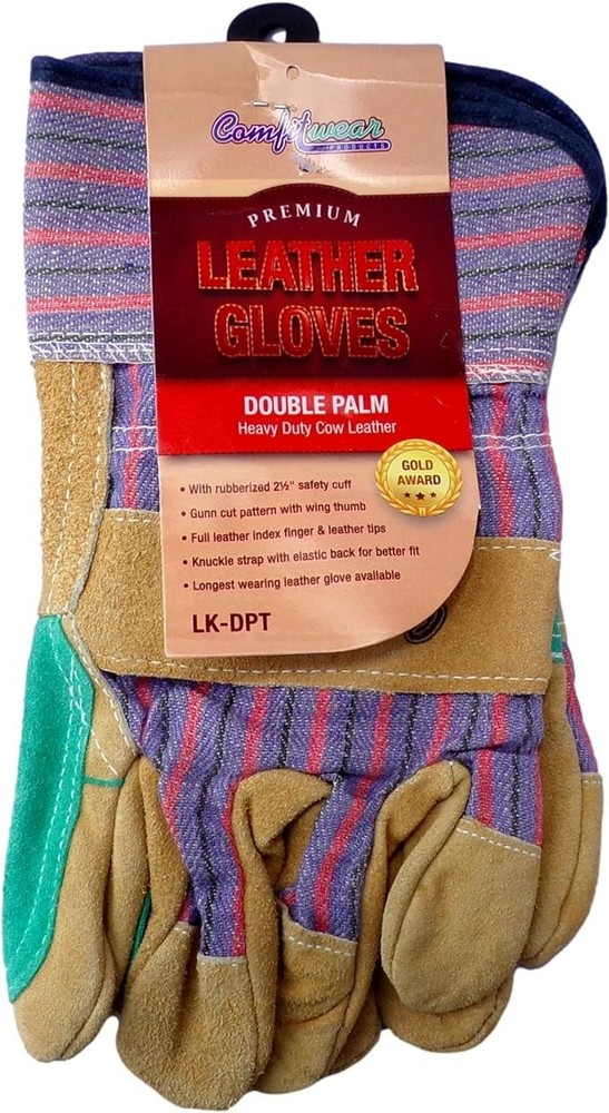 COMFITWEAR Double Palm Split Leather Gloves, 1 Dozen