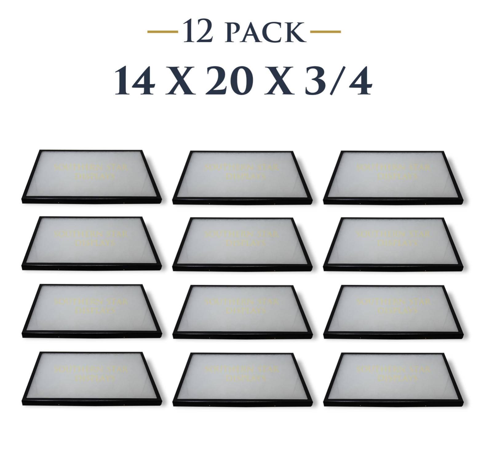 12 Pack of 14 x 20 x3/4 Riker Cases Boxes for Collectibles Arrowheads Jewelry