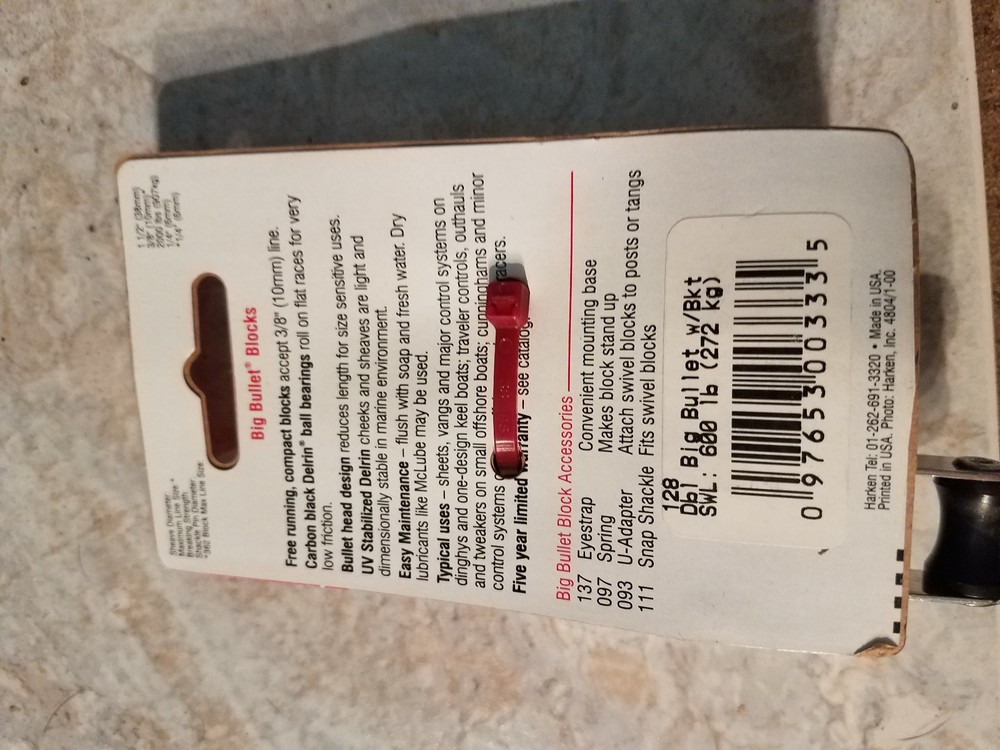 Harken 128 Dbl Big bullet w/bkt