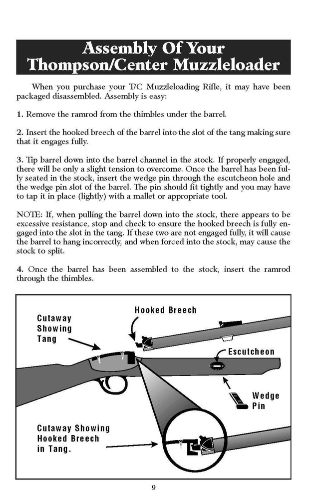 THOMPSON CENTER Side Lock Black Powder Muzzleloading Firearms Owners Manual 92pg