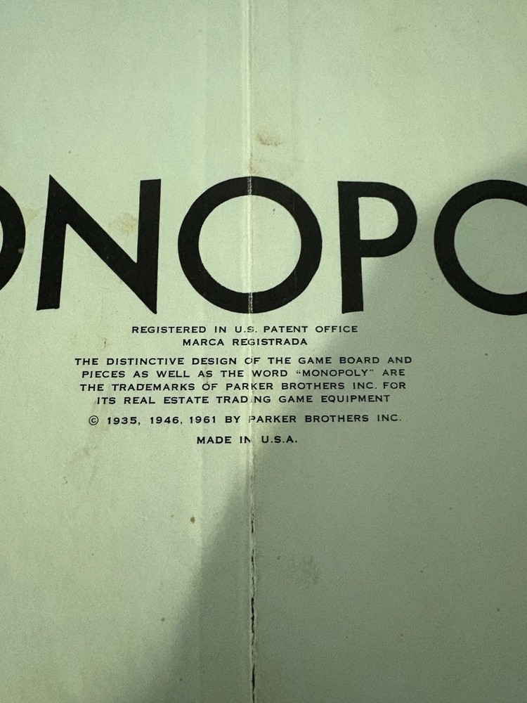 Vintage 1961 Monopoly Board Game Complete
