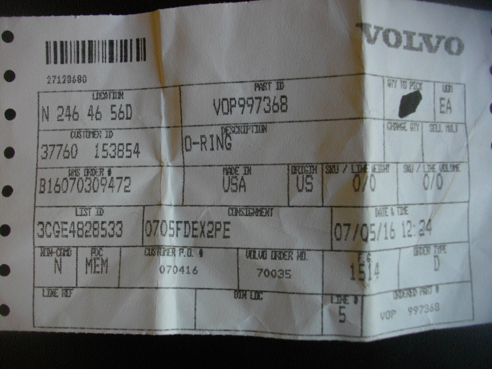 Volvo Penta Sterndrive 997368 O-Ring OEM pack of 5 each