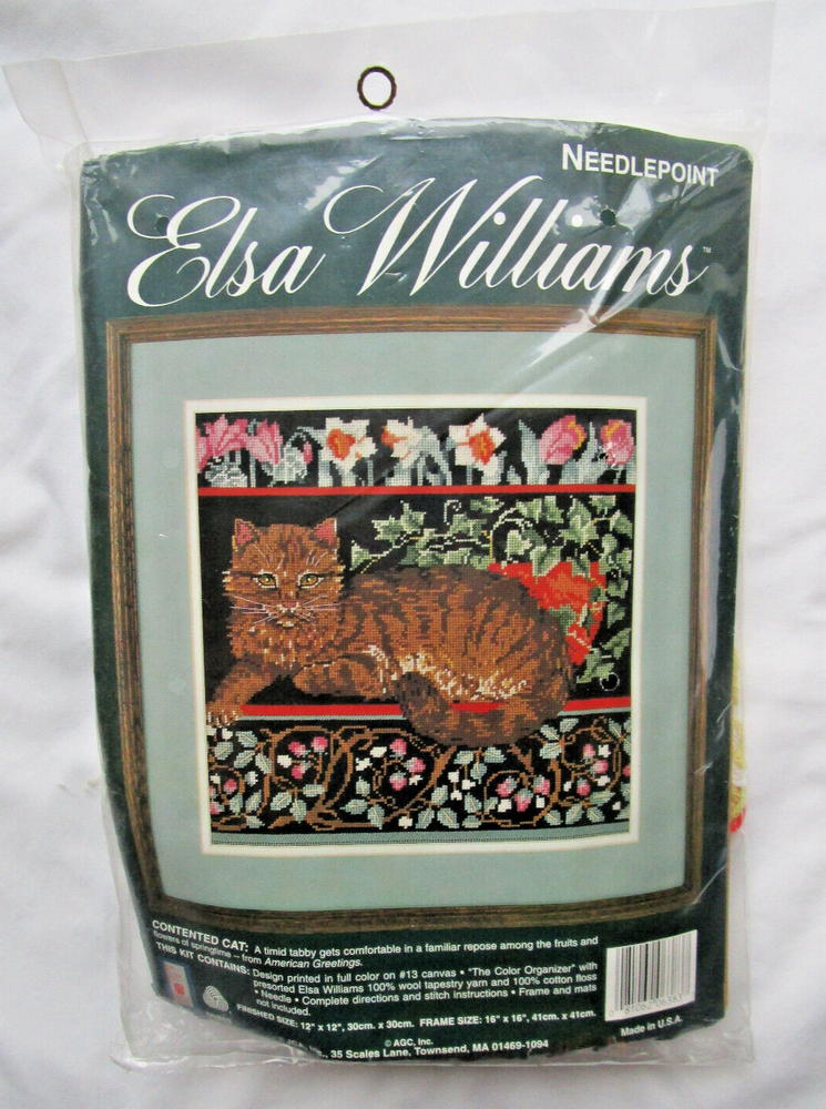 Elsa Williams "Contented Cat" Needlepoint Kit