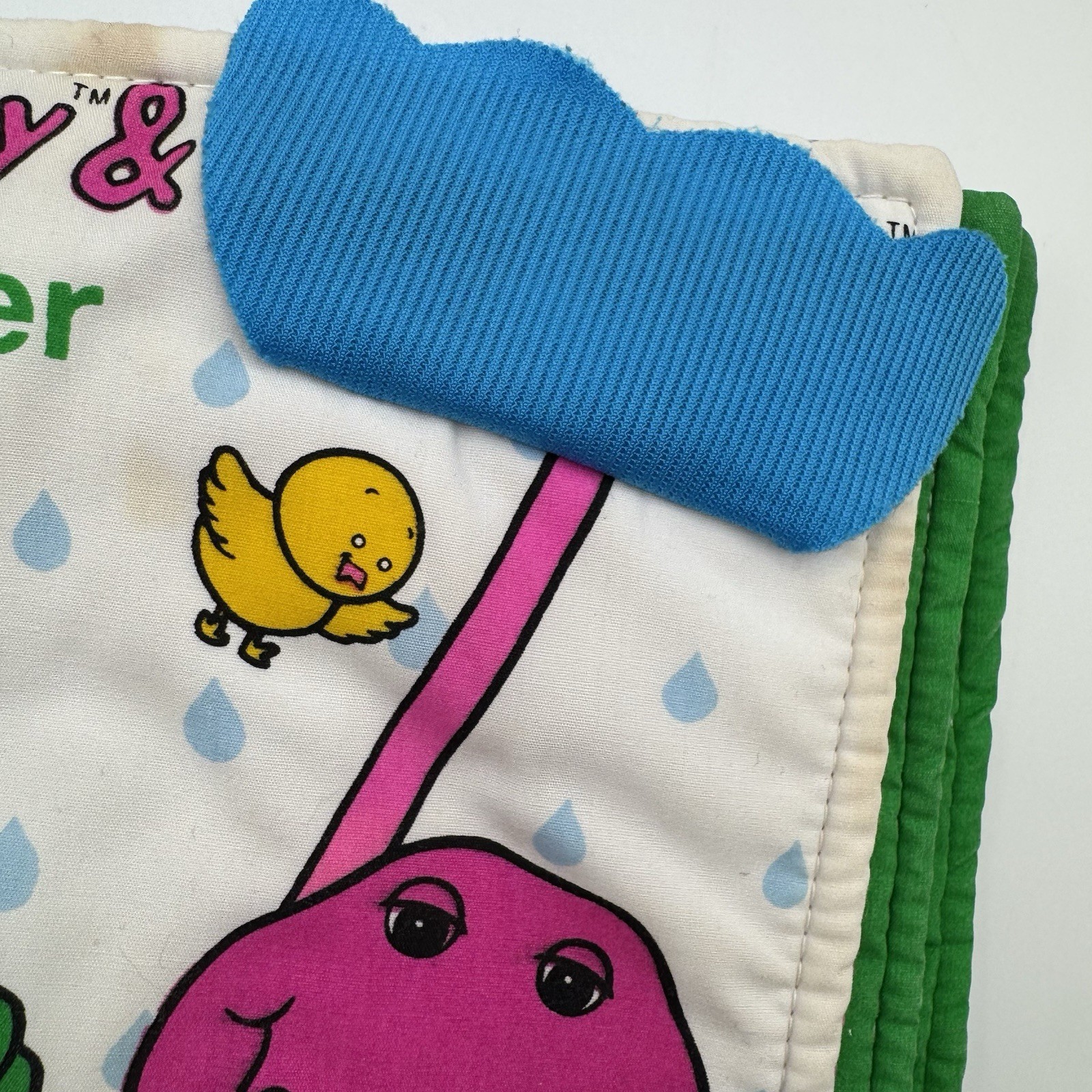 Rare Vintage 1993 Barney & Baby Bop Weather Book Soft Plush Washable