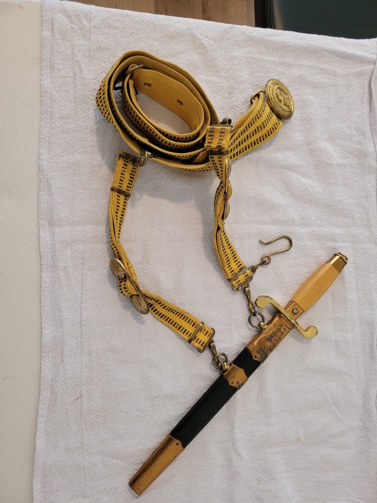 1982 Vintage Russian Soviet Naval Officer Dagger  Scabbard Belt Serial #130777