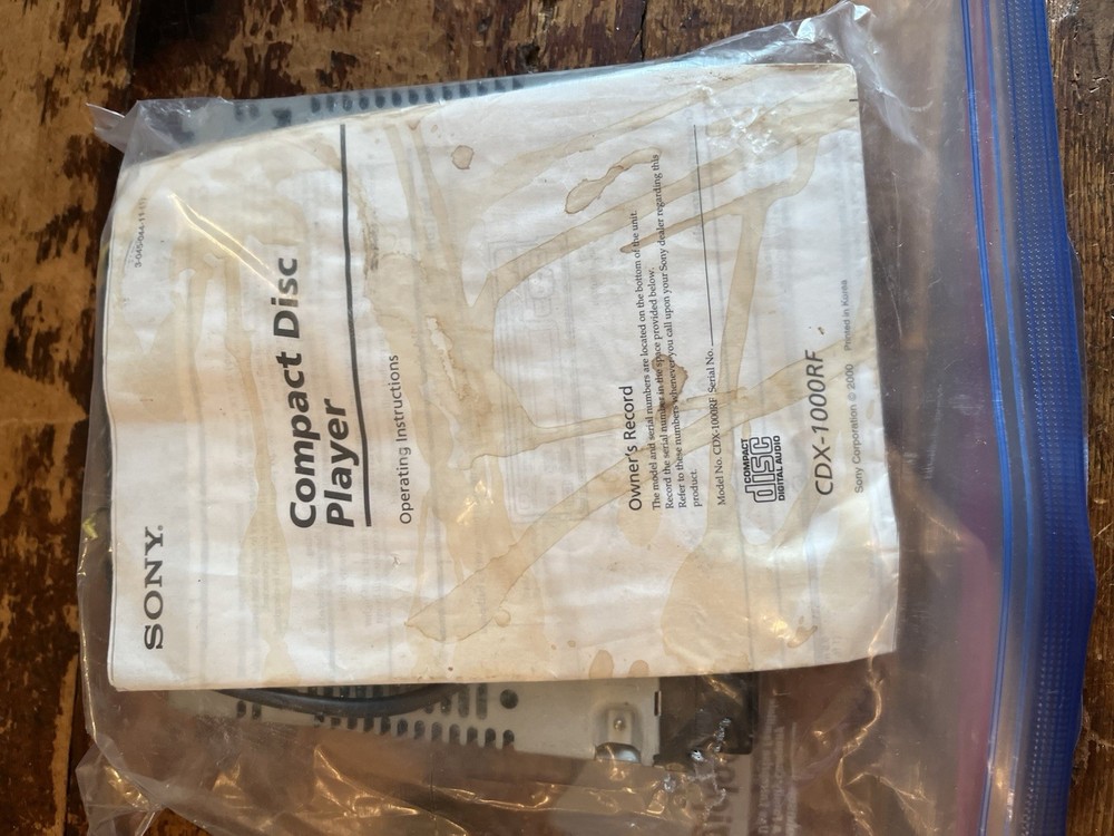 Sony CDX-1000RF Compact Disc Player System For Parts Untested