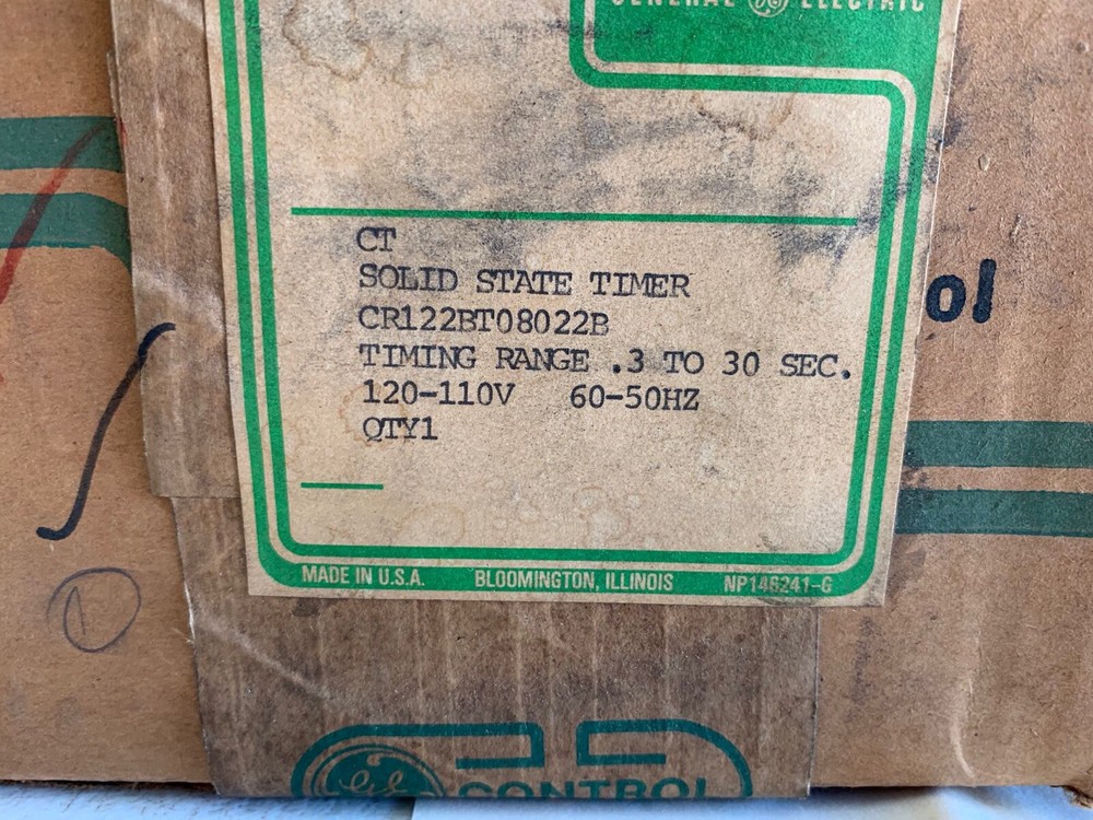One (1) Genuine GE CR122BT08022B CT Solid State Timer .3-30 sec, NOS