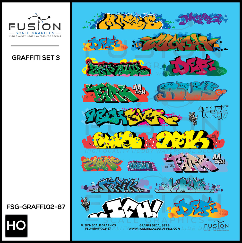 HO Scale Graffiti Decal Set 3