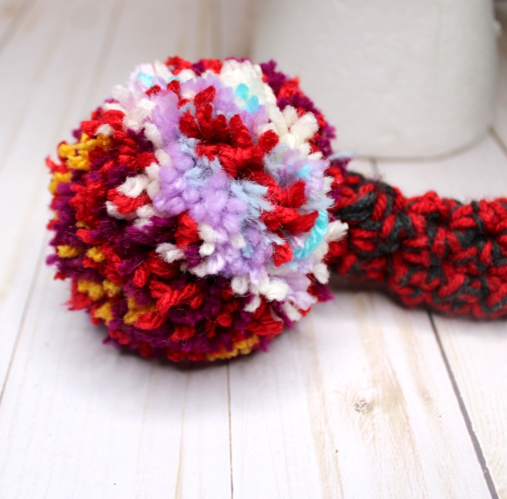 Hand Crocheted Multicolor Woold Blend Elf Hat Linear Design with Pom Pom