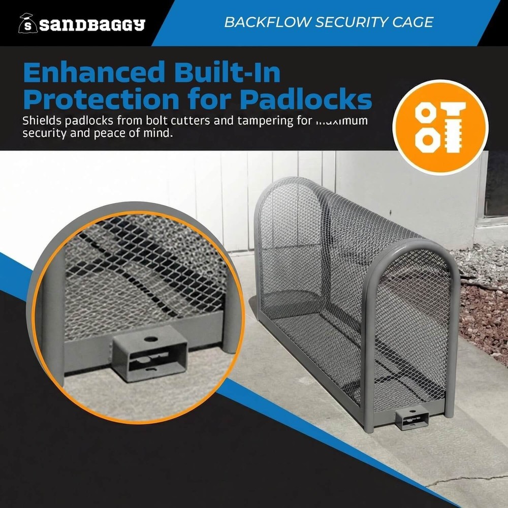 Backflow Security Cage – Backflow Preventer Enclosure (Gray, Large) - Sandbaggy