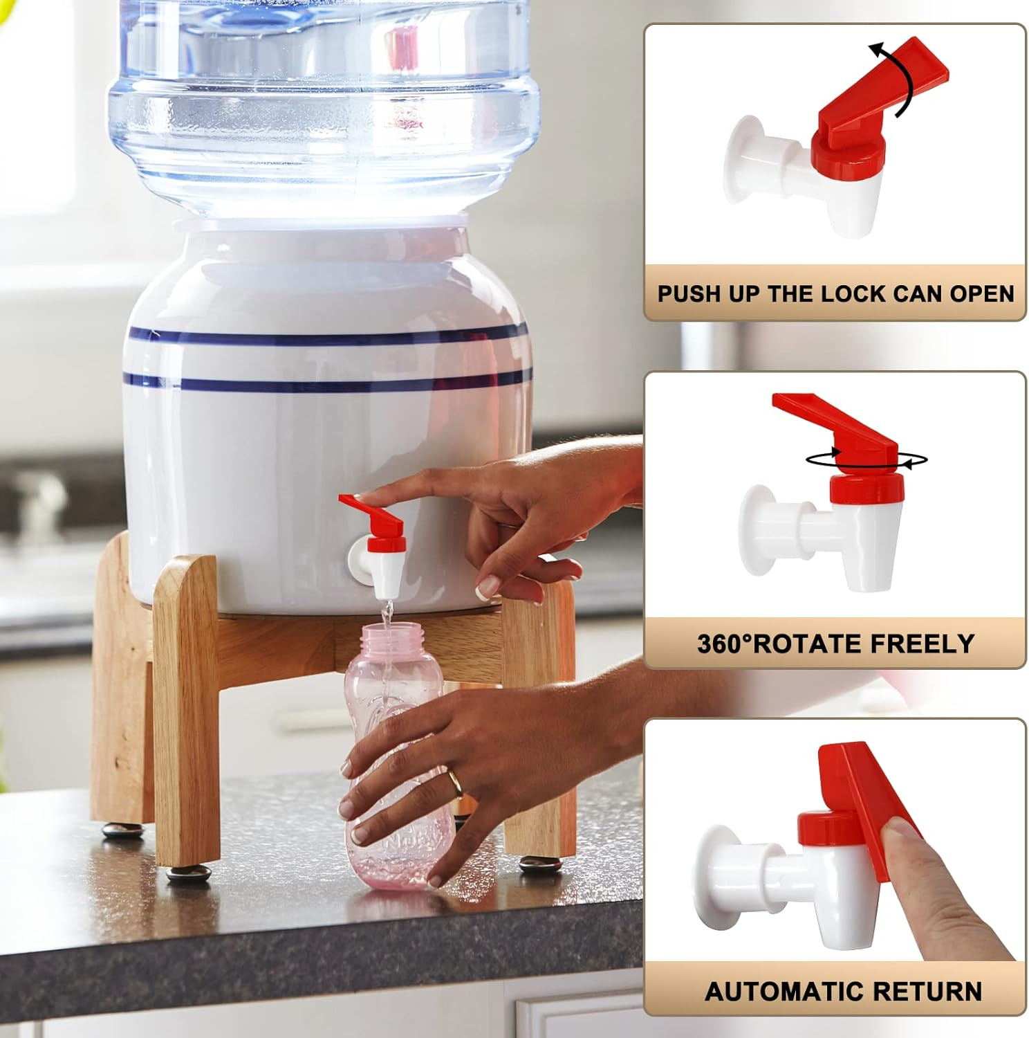 4Pcs Replacement Cooler Faucet, 2 Red and 2 Blue Internal Thread Plastic Spigot