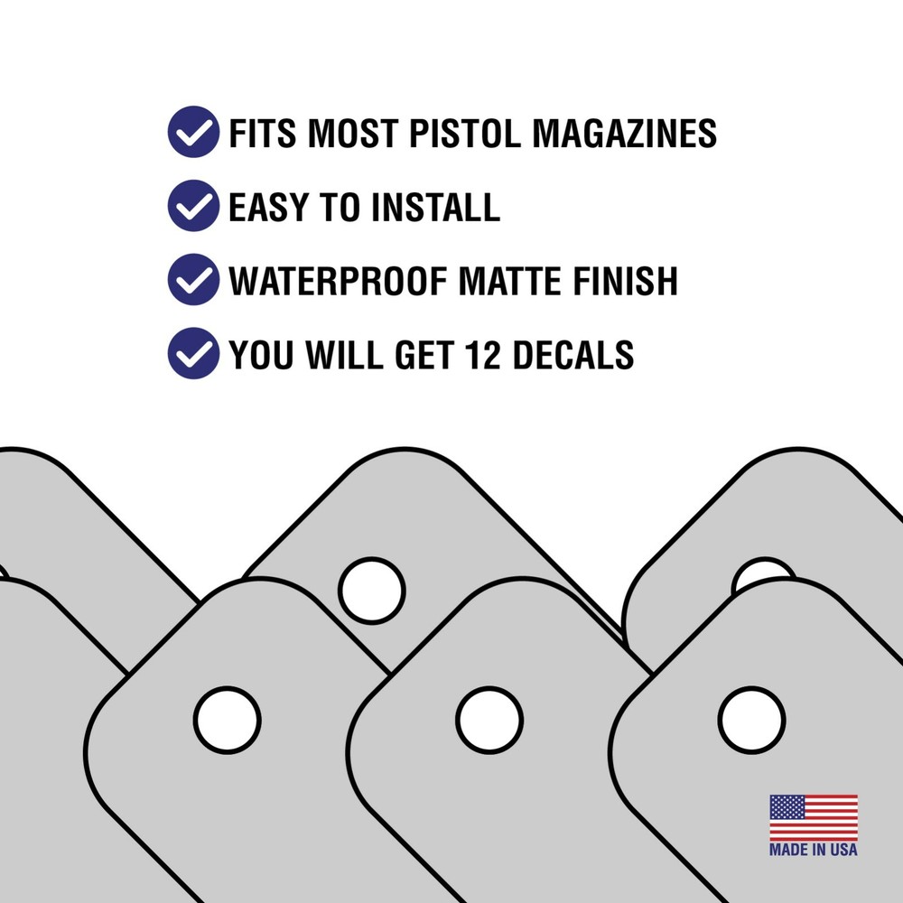 Pistol Mag Base Plates Vinyl Decals / 12-Pack