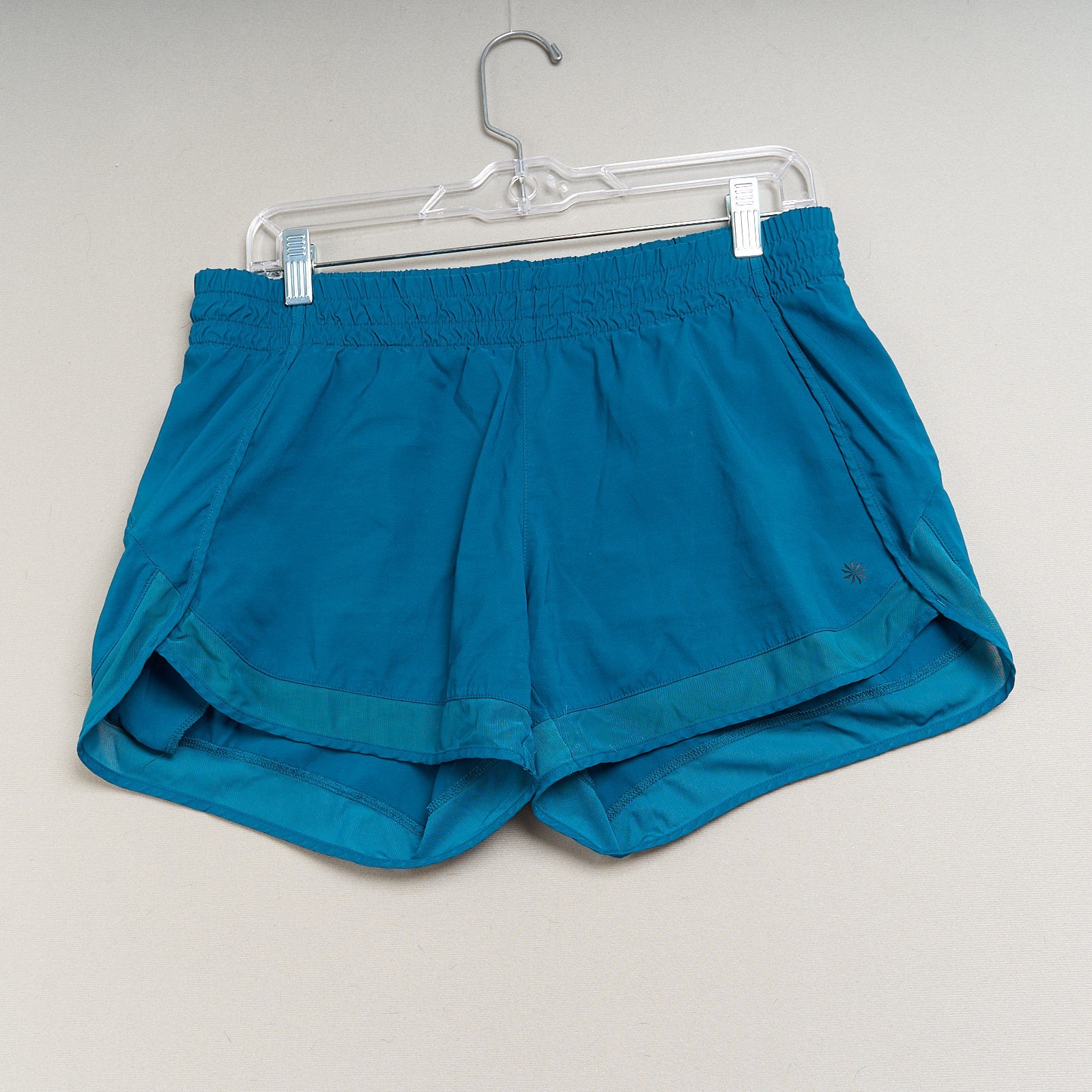 Athleta Lined Racer Run Shorts 4 Inch Inseam Teal Sz M Athletic Workout Running