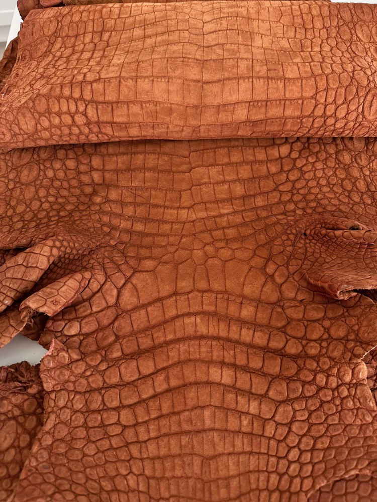 Crocodile Leather Suede Brandy