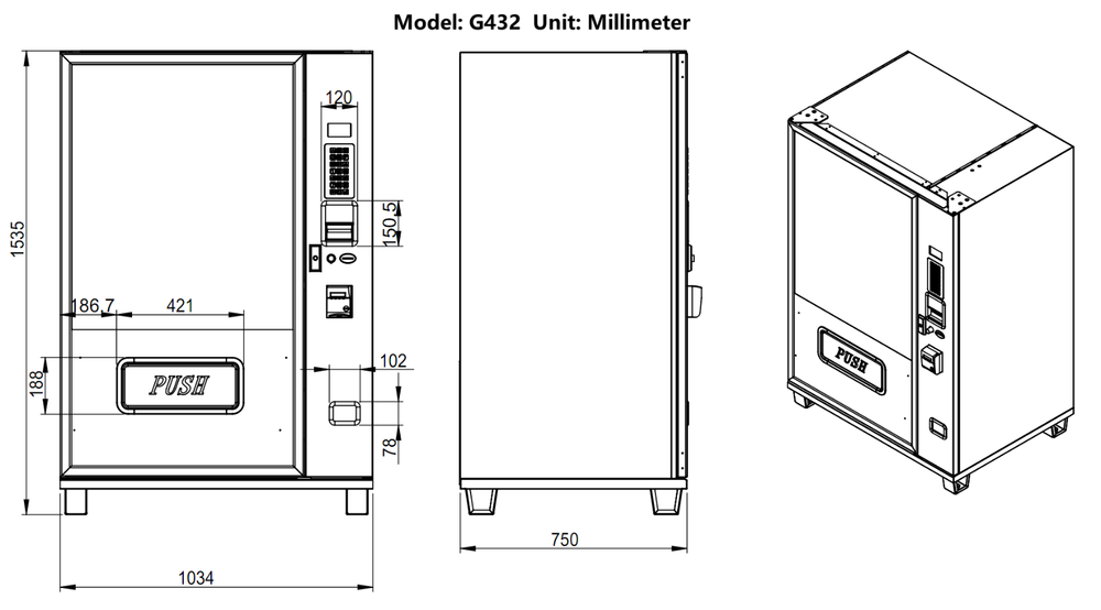 EPEX Compact Combo Vending Machine with Duel Zone Temp Control - G432
