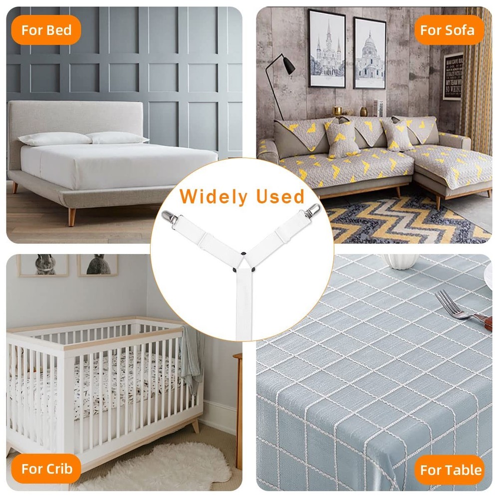 Sheet Fasteners, Adjustable Elastic Bed Sheet Holder Straps for Full,Queen,Ki...