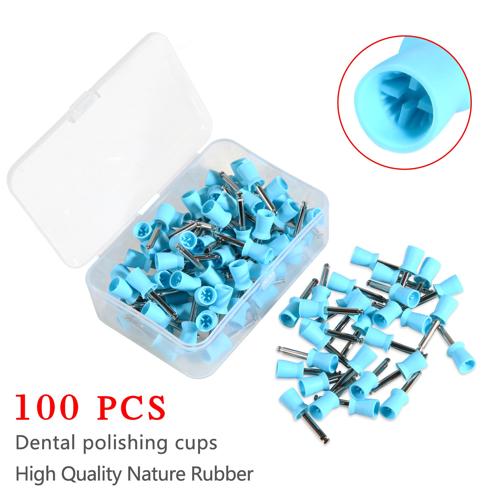 100-1000*Dental Rubber Prophy Tooth Teeth Polish Polishing Cups Latch Type Blue