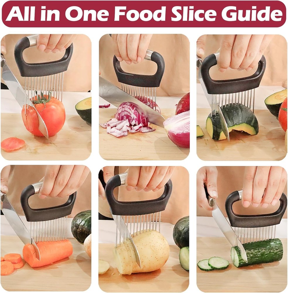 JAYVAR Large Onion Holder for Slicing, Cutter 1 Pack, Silver