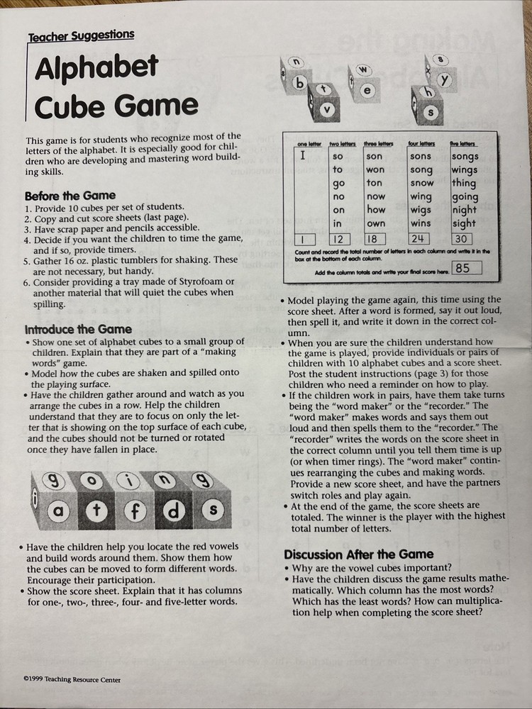 Alphabet Cube Game Education Teaching Phonics