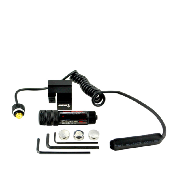 Rail Mounted Red Laser Sight with Remote Pressure Switch Pad & Cable + Battery