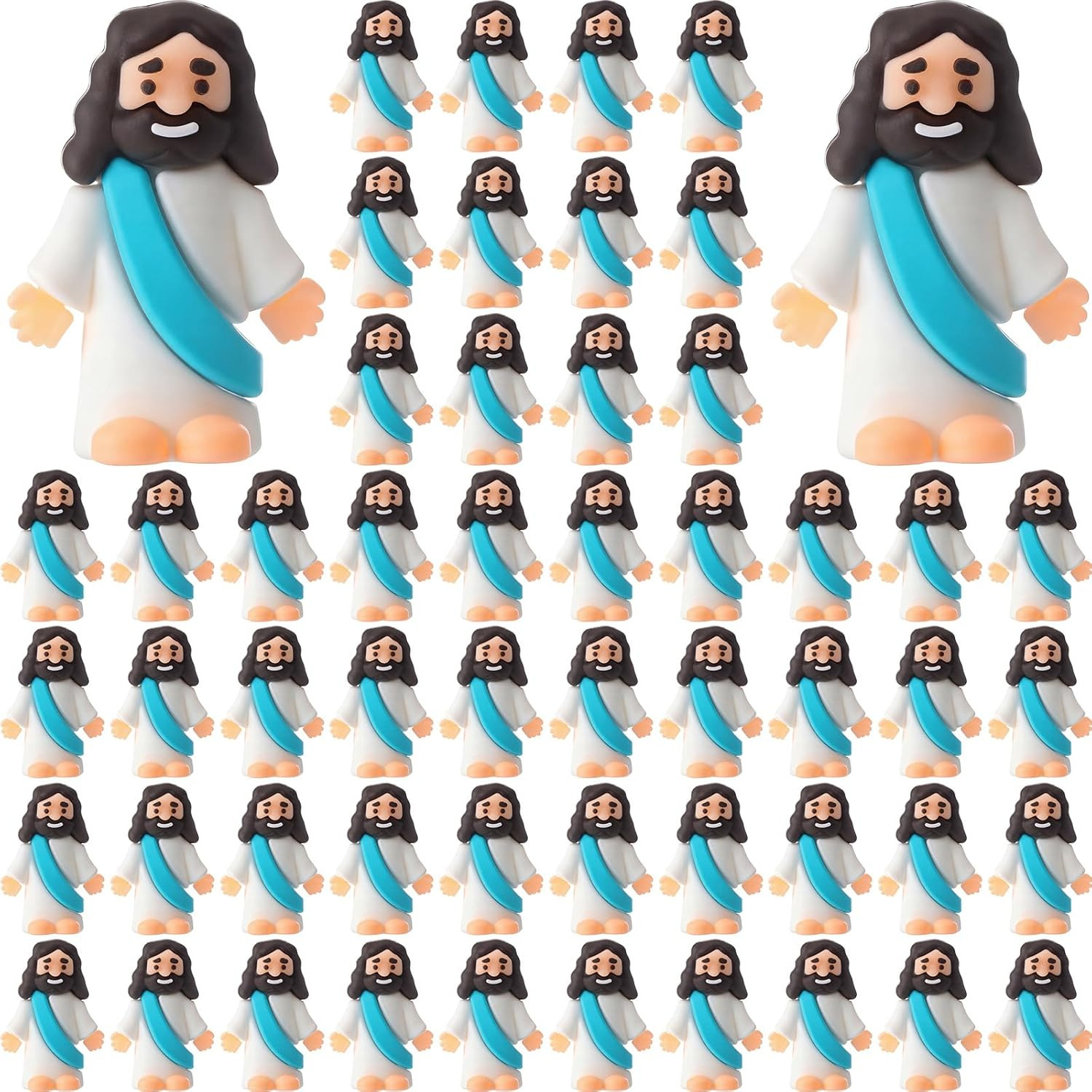 Barydat 200 Pack Mini Jesus Figurines Bulk Easter Tiny Jesus Figures Pocket Rubb